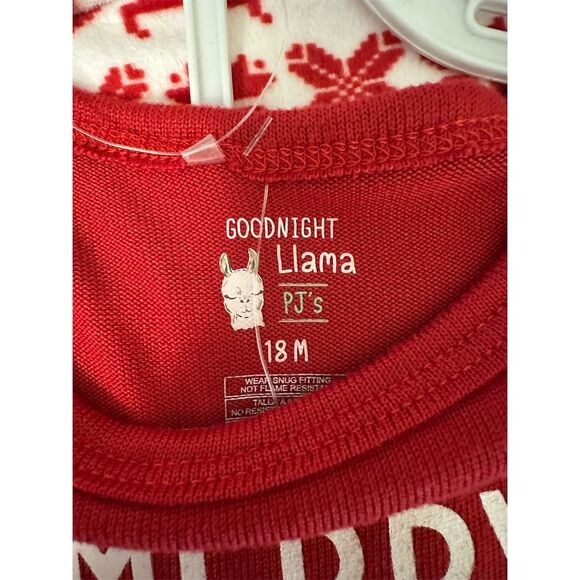 Carter's Goodnight Llama Pajama Set Unisex 18M Red Merry & Bright - Picture 3 of 6